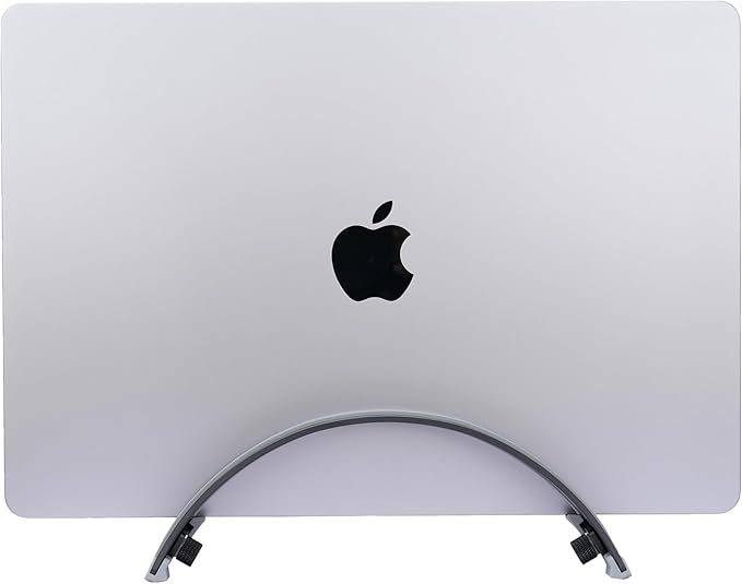 Psitek Adjustable Vertical Laptop Stand - 6061 Aluminum, CNC Precision, Anodized Finish, Fits All Laptops Including 17-inch, Ventilated Design, Anti-Slip Silicone Pads, ARC Shaped Stands