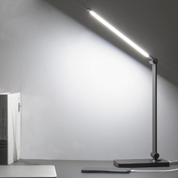 DWEPTU Rechargeable Desk Lamp LED Desk Lamps Eye-Caring Desk Lamps Dimmable Office Lamp with USB Chager Touch Control for Home Office Student Dormitory