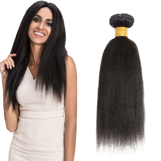 Yaki Straight Bundles Human Hair 28 Inch Kinky Straight Bundles #1B Natural Black Unprocessed Brazilian Virgin Weave Hair 1 Bundle 50 Gram Per Bundle