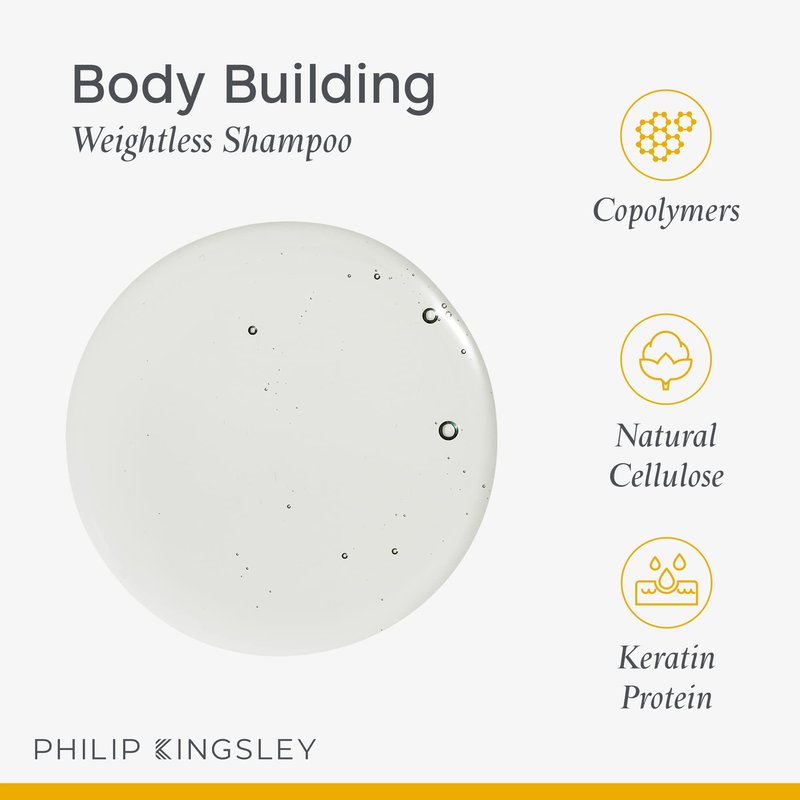 PHILIP KINGSLEY | Body Building Weightless Shampoo | Volumizing Shampoo for Fine, Limp, Flat, Flyaway Hair | Hydrates, Thickens, Lifts and Adds Volume and Shine | 33.8oz