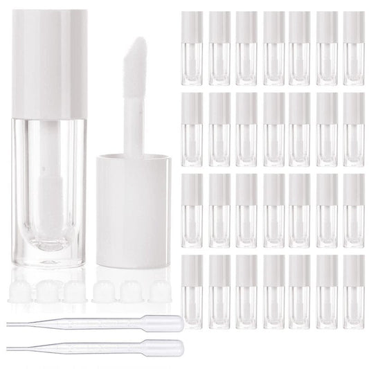 COSIDEA 30pcs White Empty 6ml 0.2oz Lip Gloss Tubes with Big Doe Foot Wand，Round Lipgloss Containers，Concealer Tube Cosmetic Packing Container Bulk Wholesale