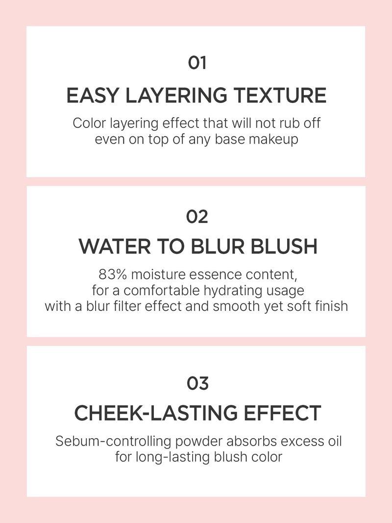 JUNG SAEM MOOL Artist Cushion Blush | Easy to Blend with Puff, Buildable Liquid Blush for Cheeks with a Natural & Matte Finish, Korean Makeup (Blur | Merry Pink)