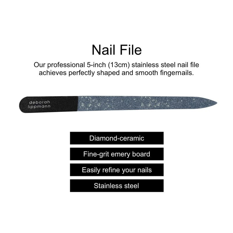 Deborah Lippmann Nail File - Fine Diamond Ceramic Emery Board for Manicure & Pedicure | 5-Inch Reusable Tool