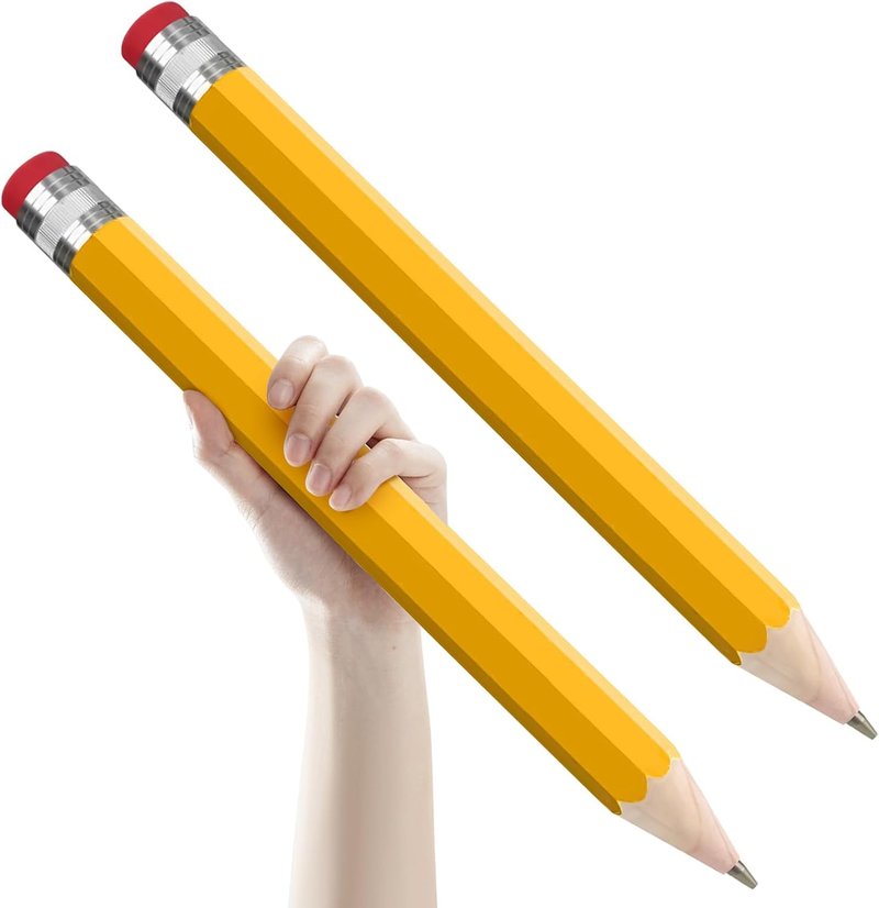 Jumbo Yellow Wooden Pencil - 14 Inch Novelty Prop Gift | 2 Pack