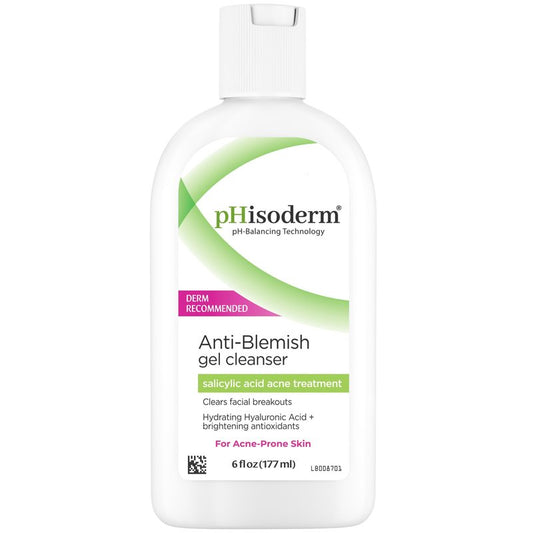 pHisoderm Anti-Blemish Salicylic Gel Cleanser For Acne, pH Balanced Clears & Prevents Breakouts, Free From Parabens, Sulfates, Mineral Oil, Soap, Alcohol & Dyes, 6 Fl Oz (3 x 6 fl oz)