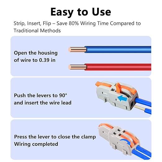OKKRMGZ 10Pcs 2 to 1 Wire Connectors Small Electrical Cable Splicing Splitter Terminal Block Inline Splice Snap Splicer for Residential Speaker Gauge Push DIY Splicing into 4/6/8/9/10 Way