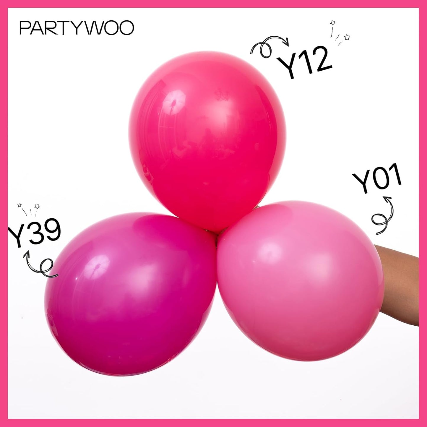 PartyWoo Hot Pink Balloons - 100pcs 12 Inch Magenta Fuchsia Balloons for Celebrations