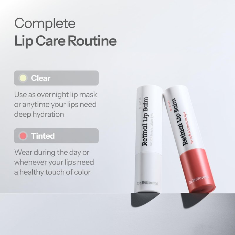 Dr.Different Retinal Lip Balm Tinted, Anti-Wrinkle Lip Treatment with Deep Hydration & Long-Lasting Moisture, K-Skincare made by Korean Dermatologist, 0.14oz