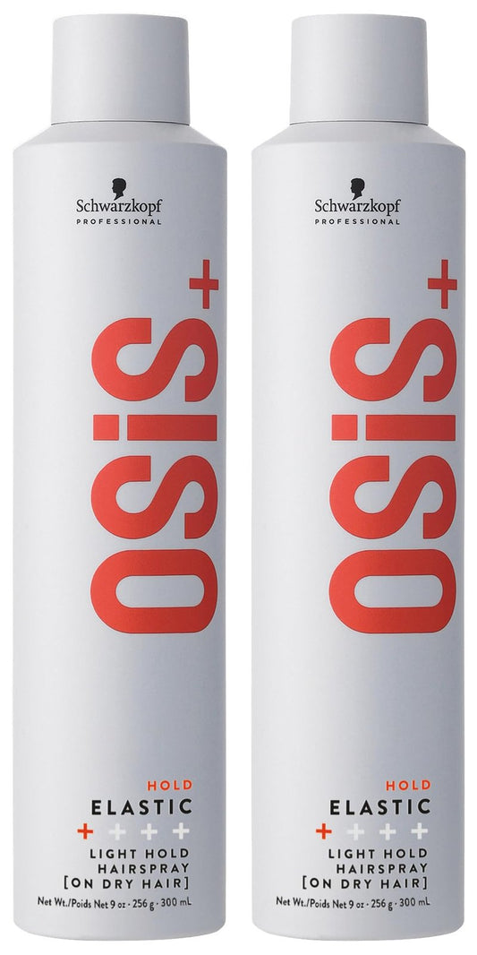 OSiS+ Elastic Light Hold Hairspray, 9 oz (2 Pack) | Heat Protection and Shine | All Hair Types