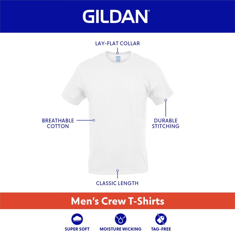 Gildan Men's Crew T-Shirts, Multipack, Style G1100, White (6-Pack), Large