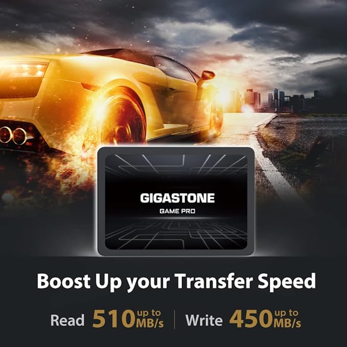 Gigastone 256GB SATA SSD 2.5 inch SSD 520MB/s Upgrade Laptop PC Memory and Storage PS4 HDD Replacement 2.5" Internal Solid State Hard Drives SATA III SLC Cache 3D NAND Game Pro Performance