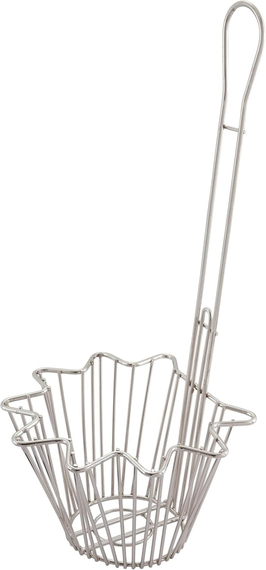 Winco Taco Salad Bowl Fry Basket - Round Chrome Design | Medium Size, 18" Height