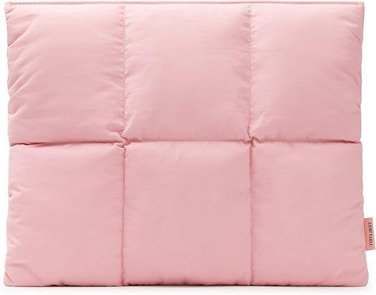 Comfyable Puffy Laptop Sleeve 13 Inch 14 Inch, Quilted Puffer Laptop Carrying Case for Women, Pillow Case Compatible with MacBook Air/Pro M5 M4 M3 M2 Pro/Max 2026, 13" MacBook Neo A18, Pink