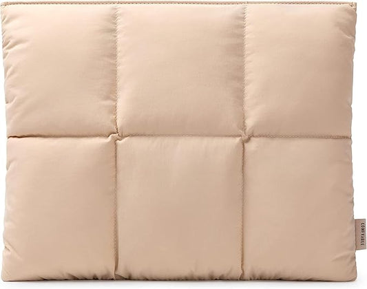 Comfyable Puffy Laptop Sleeve 13 Inch 14 Inch, Quilted Puffer Laptop Carrying Case for Women, Pillow Case Compatible with MacBook Air/Pro M5 M4 M3 M2 Pro/Max 2026, 13" MacBook Neo A18, Sand