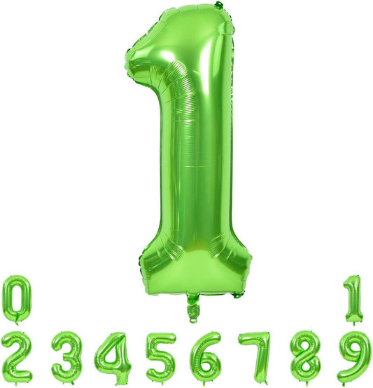 TONIFUL 40-Inch Green Number Balloons 0-9 | Helium Foil Mylar for Graduation & Birthday Celebrations