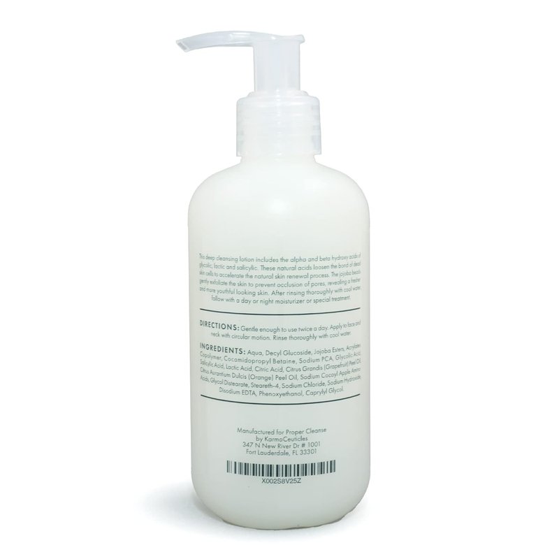 AHA/BHA Exfoliating Cleanser with Jojoba Oil - Deep Cleanse & Refresh 8 oz