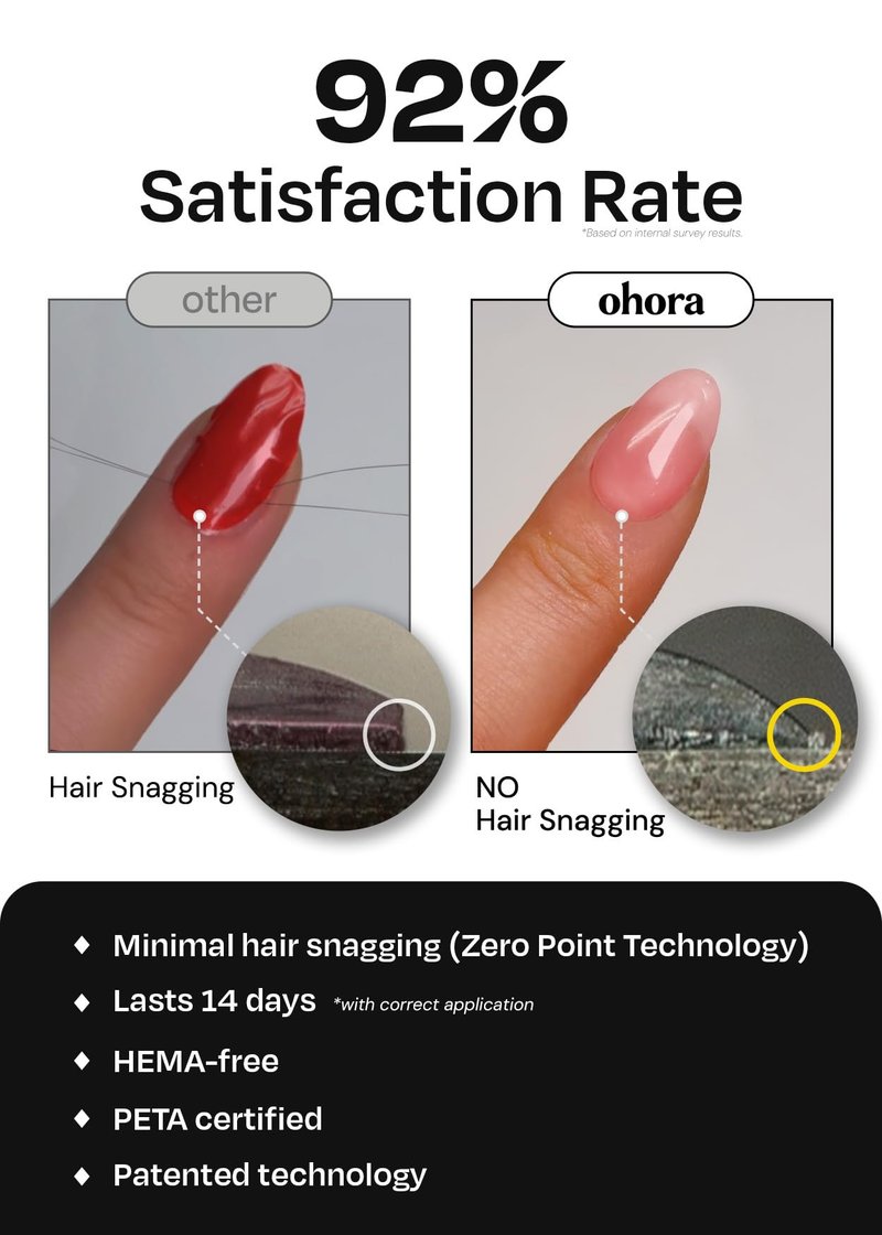 ohora Semi Cured Gel Pedi Strips (P Heart Link) - Works with Any Nail Lamps, Salon-Quality, Long Lasting, Easy to Apply & Remove - Includes 2 Prep Pads, Nail File & Wooden Stick