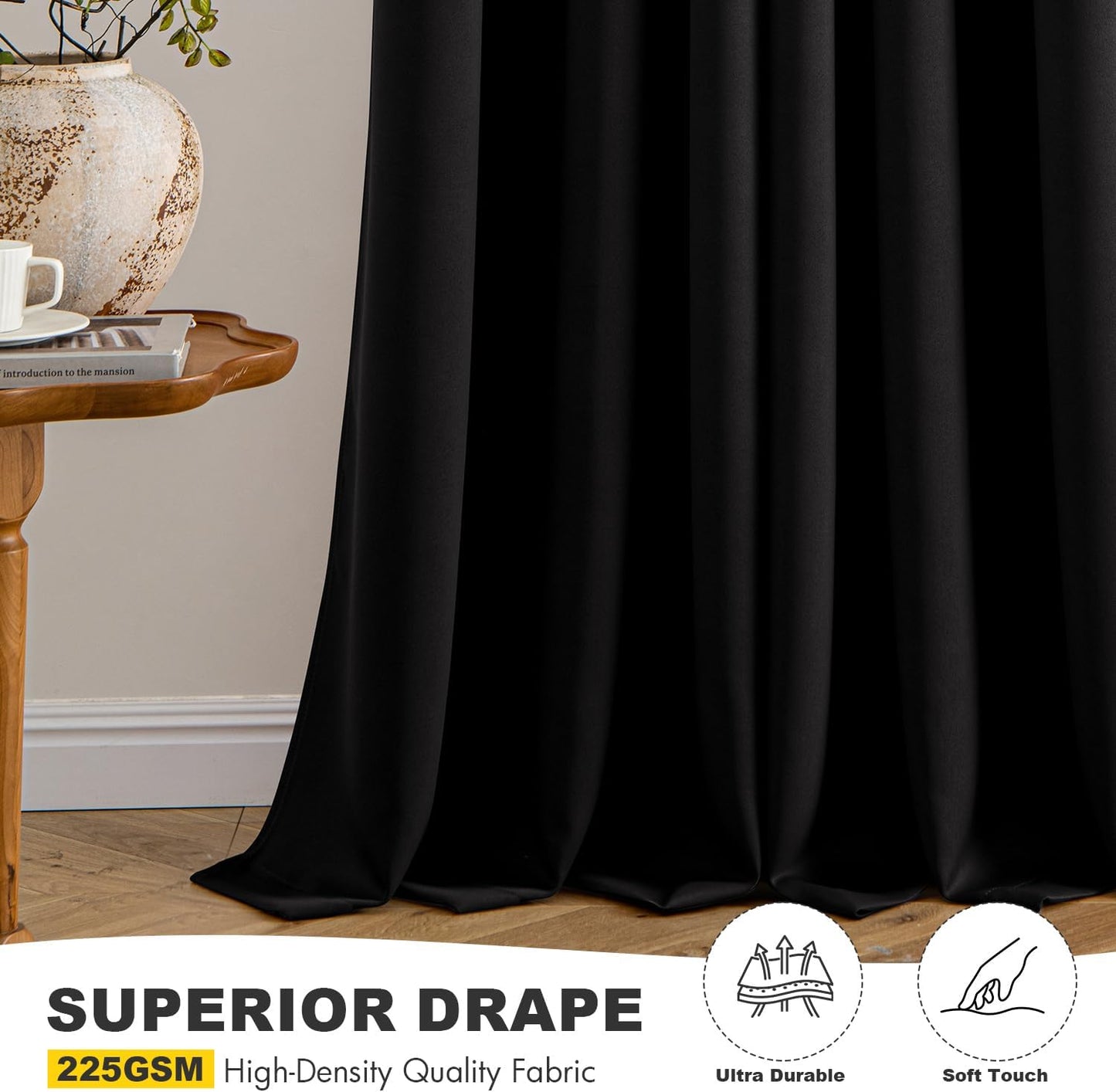 MIULEE Blackout Curtains - Thermal Insulated Room Darkening Drapes | 63-Inch Grommet Panels (2-Pack)