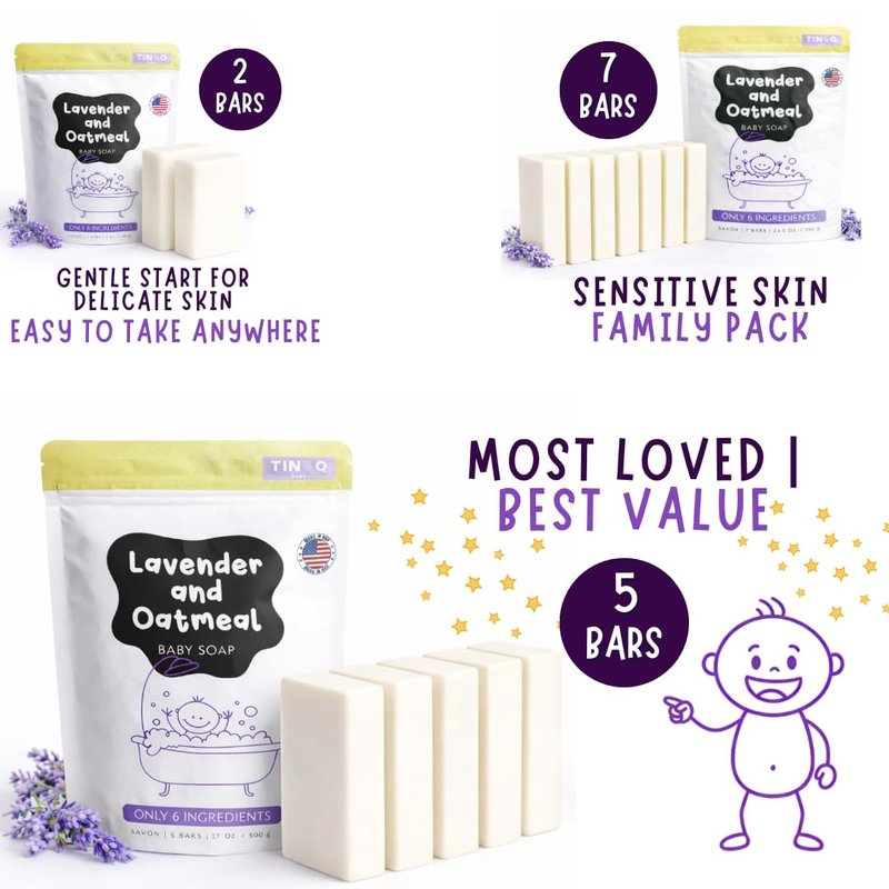 Natural Baby Soap Bar for Sensitive Skin - Organic Lavender | Vegan, 2 Bars