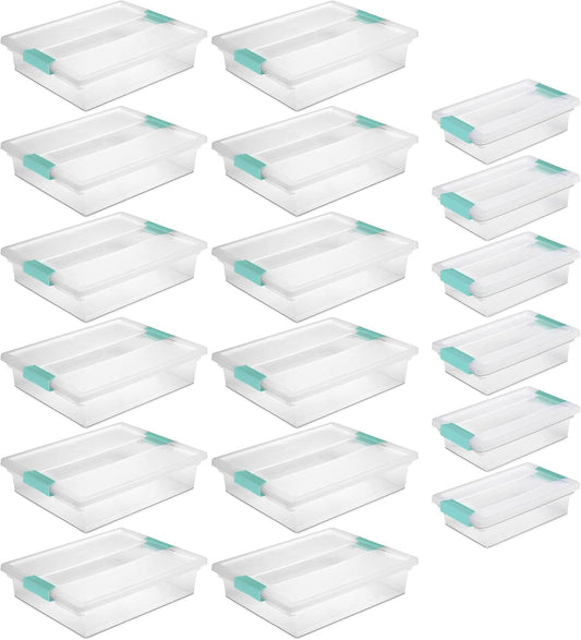 Sterilite Large & Small Clip Plastic Storage Organizer Bins - 12 Pack & 6 Pack Options