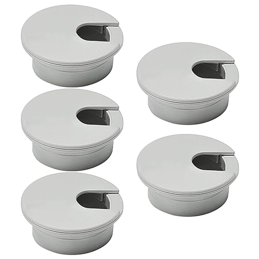 EASYEAH 5 Pcs Desk Grommet 1-3/8" / 35 mm, Desk Cord Hole Cover, Cable Grommet ABS Plastic, Desk Hole Grommet for Home & Office Pc, Detachable Cable Cord Organizer-Light Grey