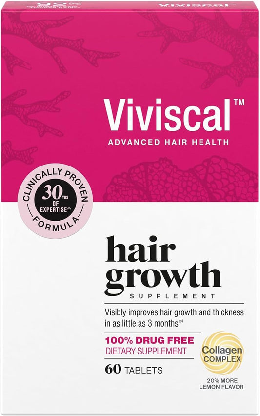Viviscal Hair Growth Supplements for Women - Thicker, Fuller Hair with Collagen Complex | 60 Tablets, 1 Month Supply
