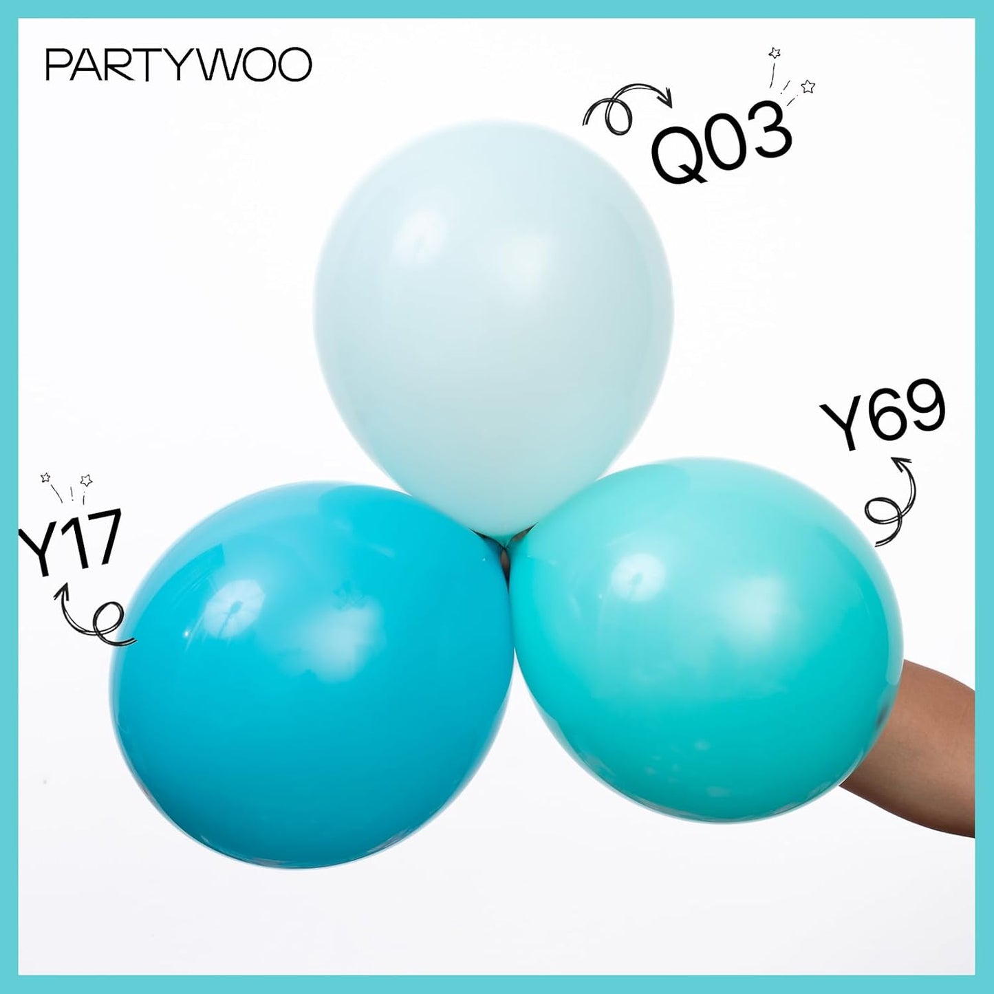 PartyWoo Teal Balloon Arch Kit - 120pcs in Various Sizes for Baby Showers, Gender Reveals & Birthdays