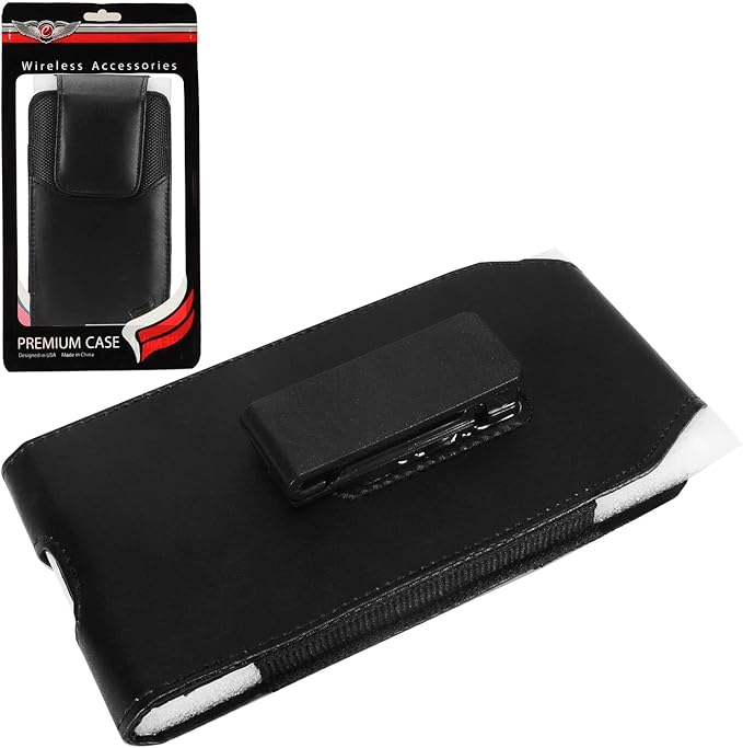 Eaglecell Leather Cellphone Holster for iPhone SE (2020/2022), 11 Pro, 12 13 14 15 16 17, Samsung Galaxy S22 S23 S24 S25 - Vertical Case Waist Carrying Pouch with Belt Clip/Loops, Black