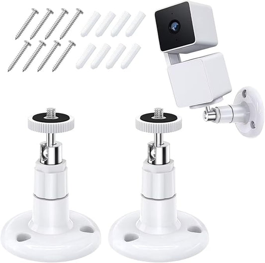 FastSnail Wall Mount Compatible with Wyze Cam Pan V3 & Wyze Cam V4/V3 & Wyze Cam Outdoor/Indoor, 360 Degree Swivel Adjustable Bracket for Wyze Cam and Other Camera with Same Interface 2 Pack