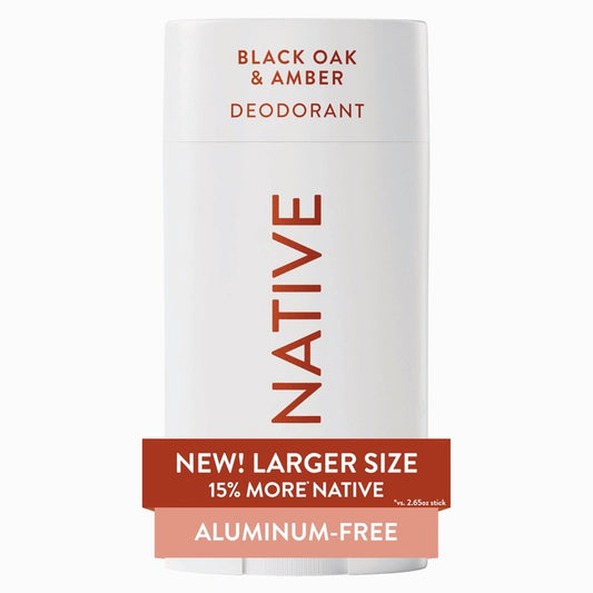 Native Aluminum Free Deodorant, Black Oak & Amber, Large Size Stick, 72 Hour Odor Control, for Women & Men, Contains Naturally Derived Ingredients, 3.1 oz