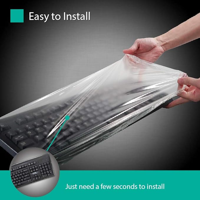 Green Onions Supply Universal KeyboardCap. Fully Covered Flat Style 0.025mm Waterproof Anti-Dust Desktop Keyboard Cover with Numeric Hospital/Dentist Use (20 Packs)