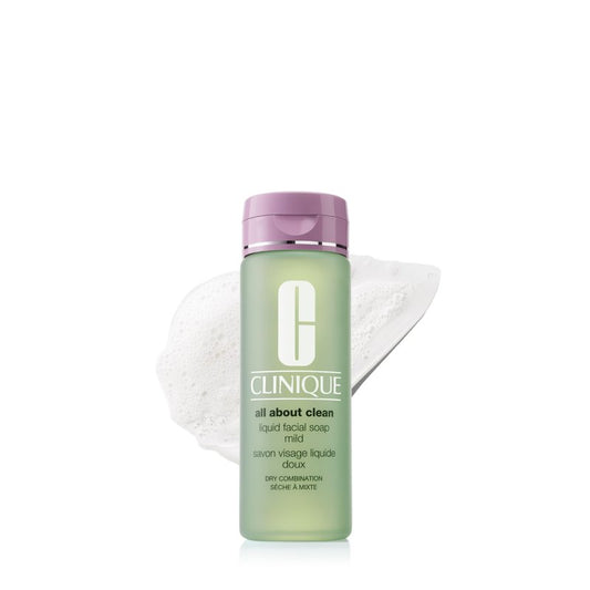 Clinique All About Clean Liquid Facial Soap Mild | Gentle Face Cleanser For Dry Combination Skin | Type 2 Face Wash | Step 1 in 3-Step Skin Care Routine, 6.7 Fl Oz