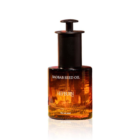HEPBURN Baobab Seed Oil â 30ml | 100% Cold-Pressed, Natural Moisturizer & Nourishing Carrier Oil for Face, Body & Hair | Anti-Aging, Repairing, Soothing | Dropper Glass Bottle