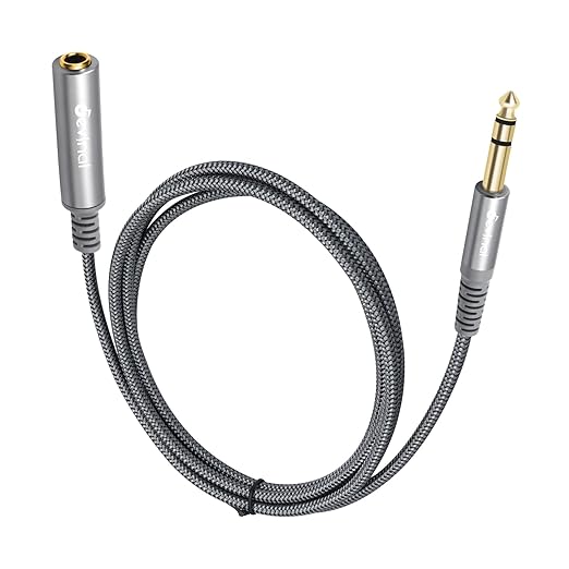 Devinal 1/4 inch Headphone Extension Cable, 6.35mm TRS Male to Female Stereo Cord, Quarter Inch Guitar Cable Extender, 6ft (2 Meters)