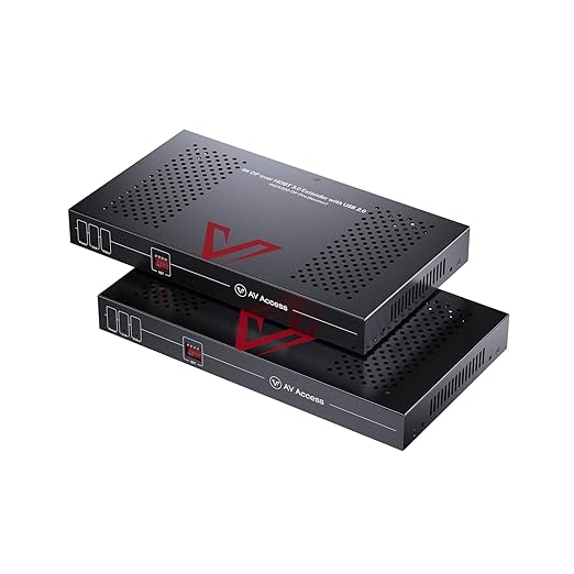 AV Access 4K DisplayPort KVM Extender DP Over Ethernet HDBaseT 3.0 PoE, Uncompressed 4K Transmission up to 100m/330ft, 144-240Hz, 4*USB 2.0 Ports, 2-Way Audio, Zero Latency (4KEX100-DP-Pro)