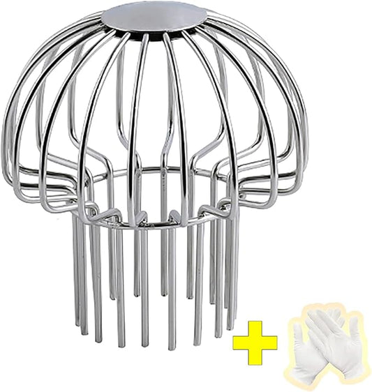 Gutter Guard 304 Stainless Steel Outdoor Roof Drain Anti-Blocking Line Cap, Mushroom Type Drainage Gutter Guard Filter, Gutter Cleaning Tool, for Stops Leaves Seeds and Other Debris,3in