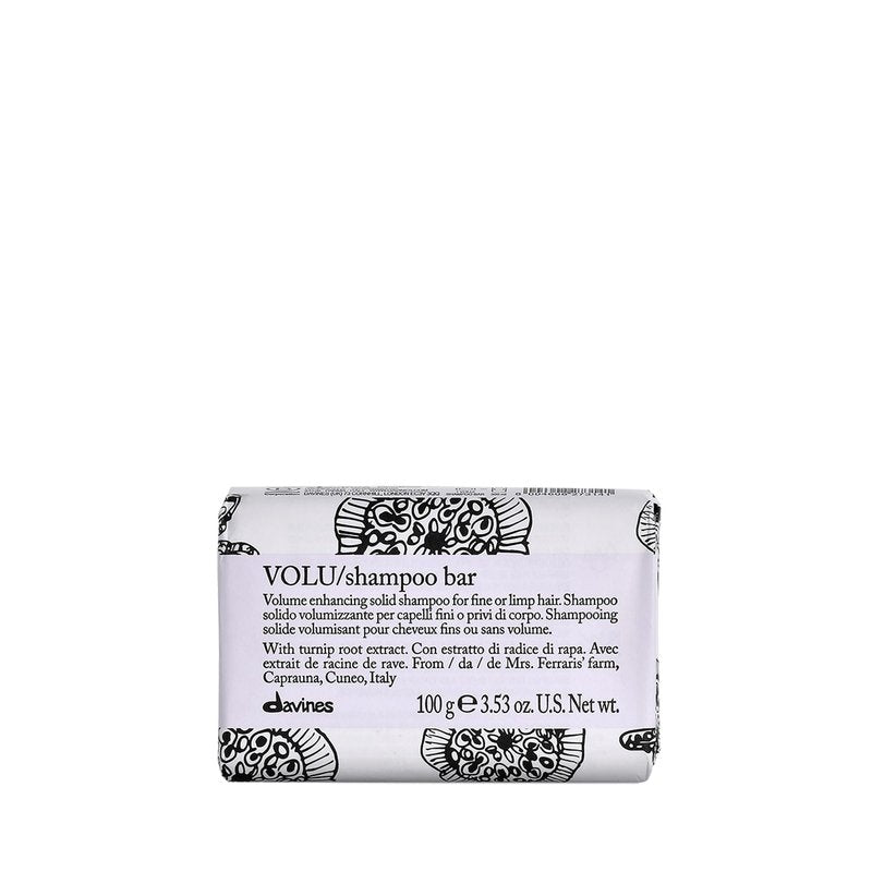 Davines VOLU Shampoo Bar, Practical Compact Solid Texture Turns into Rich Creamy Foam for Fine or Limp Hair - Making it Soft and Light with a Lasting Boost of Body & Volume, 3.53 oz