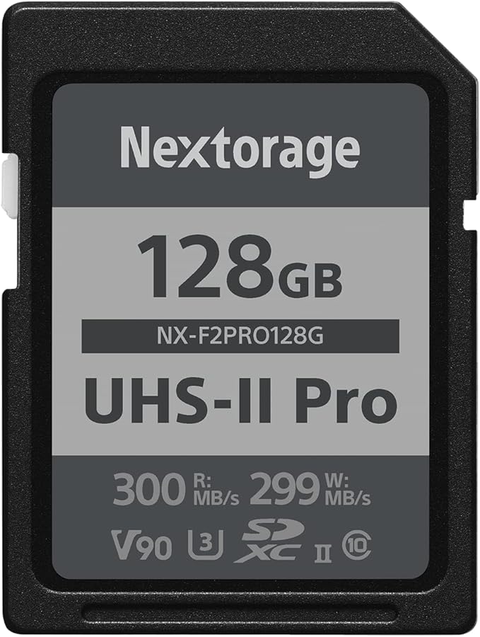 Nextorage Japan 128GB SD Card UHS-II Memory Card V90 Canon, Sony, Nikon, Fujifilm, Panasonic Camera 8K 4K High-Speed Continuous Shooting pSLC Max Read 300MB/s Max Write 299MB/s NX-F2PRO128G