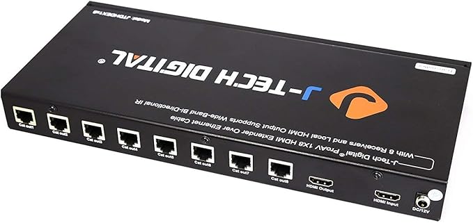 J-Tech Digital 1x8 HDMI Extender Splitter/HDMI Amplifier/ProAV Premium Quality Over Cat5e/Cat6 Cable up to 164 feet