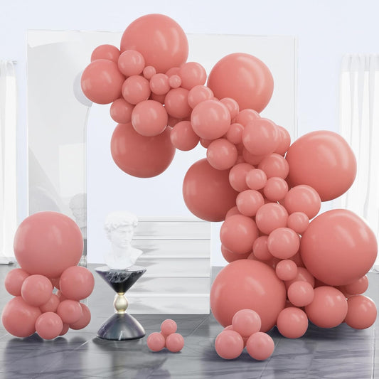 PartyWoo Dusty Pink Balloons - 100pcs Assorted Sizes 5-18 Inches | Blush Pink Boho Garland for Baby Showers & Birthdays