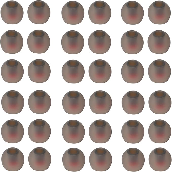 CYADCI 36 Pieces Medium Earbud Tips Soft and Comfortable Ear Bud Replacement Pieces Silicone Fit Most in-Ear Headphones，Inner Hole 3.8mm -5.5mm，Medium Black and Red Earbud Replacement Tips