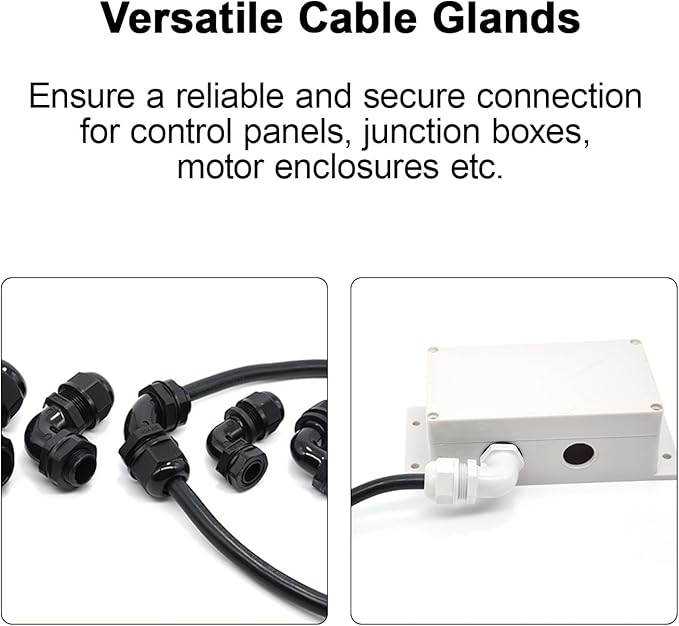 LeMotech M32 Cable Gland, 90 Degree Adjustable 18-25mm Strain Relief, Cord Connectors Nylon Joints with Gaskets, 2 Pcs, Grey