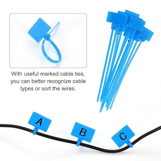 uxcell 4Pcs Cable Cord Grommet, 3/8"(10mm) Rubber Desk Grommets Wire Pass Through Hole Cover with Marked Cable Ties for Home Office Cable Wire Protection, Black