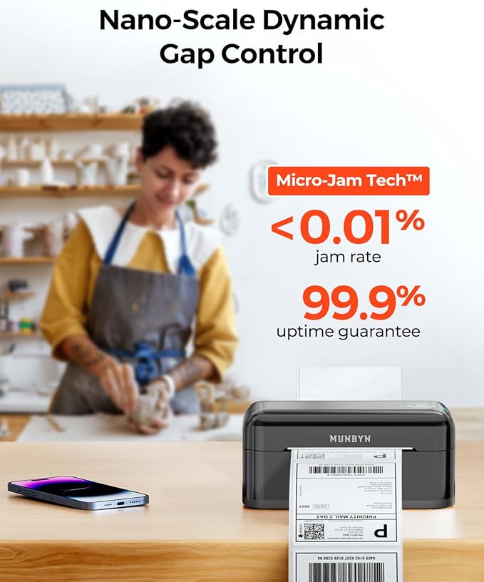 MUNBYN Bluetooth Thermal Label Printer RealWriter RW402B, 4x6 Shipping Label Printer for Small Business, Compatible with Android, iPhone and Windows, Mac, Chromebook