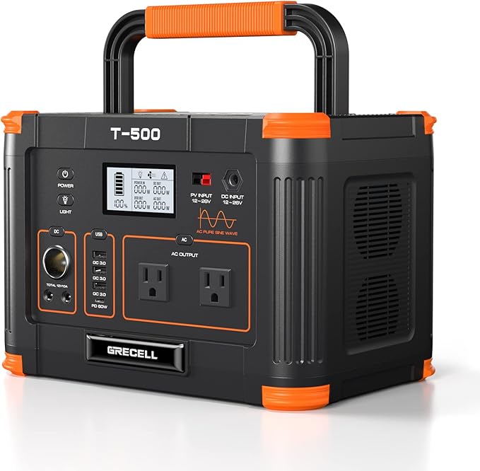 500W Portable Power Station, Solar Generator 519.48Wh (Peak 1000W) Lithium Battery Power Generator with 2 * 120V AC Outlets, Mobile Battery Backup Pack for RV Trip Camping, Outdoor Adventure, Home