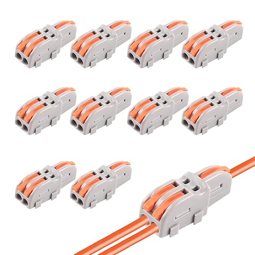 OKKRMGZ 10Pcs 2 to 1 Wire Connectors Small Electrical Cable Splicing Splitter Terminal Block Inline Splice Snap Splicer for Residential Speaker Gauge Push DIY Splicing into 4/6/8/9/10 Way