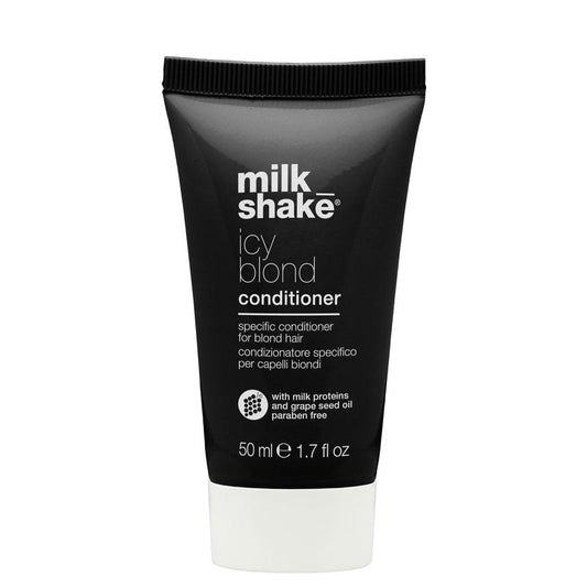 milk_shake icy blond conditioner | award winning toning conditioner with black pigment to neutralize yellow and brass in platinum blonde hair | hydrates and brightens cool tones