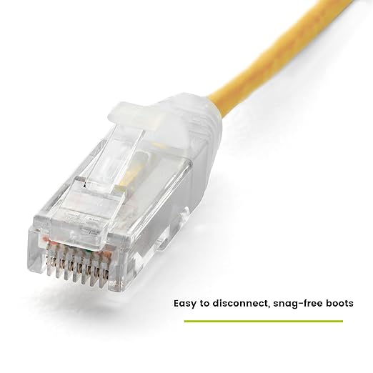 TRUECABLE Cat6 Component Rated Patch Cable, Unshielded (U/UTP), 14ft, Yellow, 28AWG Stranded Pure Copper, Snagless 10G High-Speed Ethernet Cable, PoE++ 4PPoE 100W, UL Listed, RoHS-3, 1 Pack