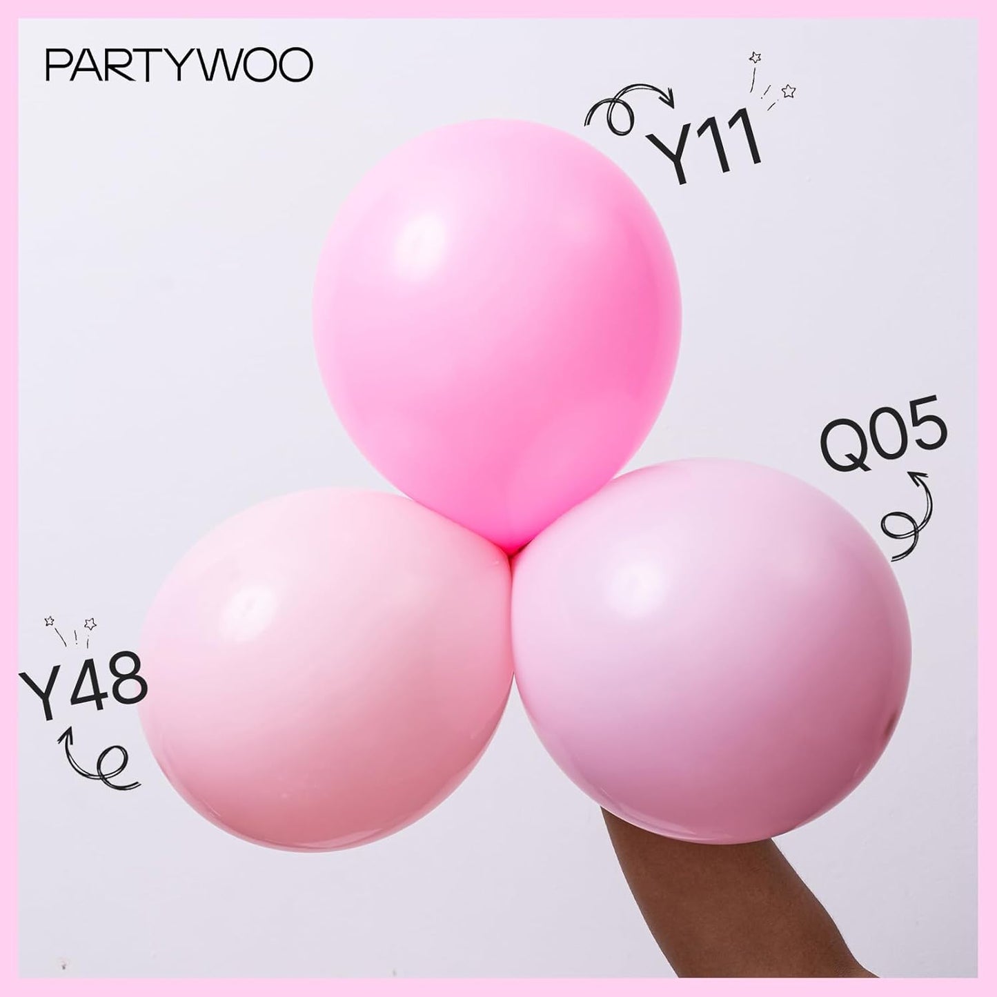 PartyWoo Pink and White Balloons - 140-Piece Pastel Balloon Set for Birthday Decorations | 18", 12", 10", 5" Sizes