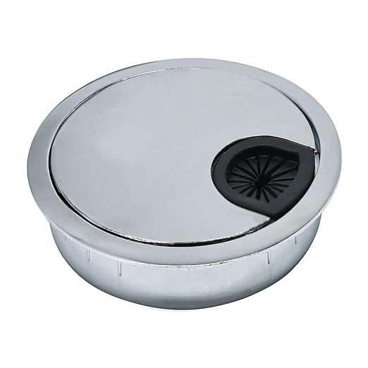 EASYEAH 1 Pcs Desk Grommet 2-1/16" / 53 mm, Desk Cord Hole Cover, Cable Grommet Metal Zinc Alloy Materilal, Desk Hole Grommet for Home & Office Pc, Detachable Cable Cord Organizer-Bright Silver
